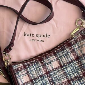 Kate Spade Burgundy and Pink Plaid Crossbody Bag